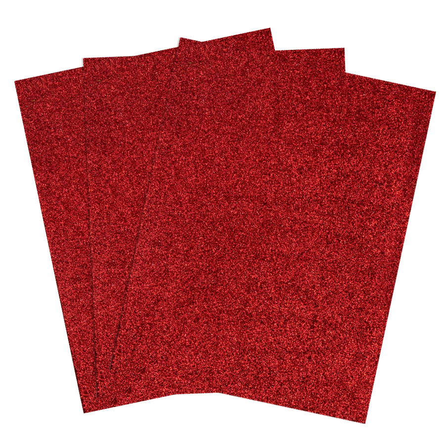 Eva Foam Glitter Large Sheet 10pk Red
