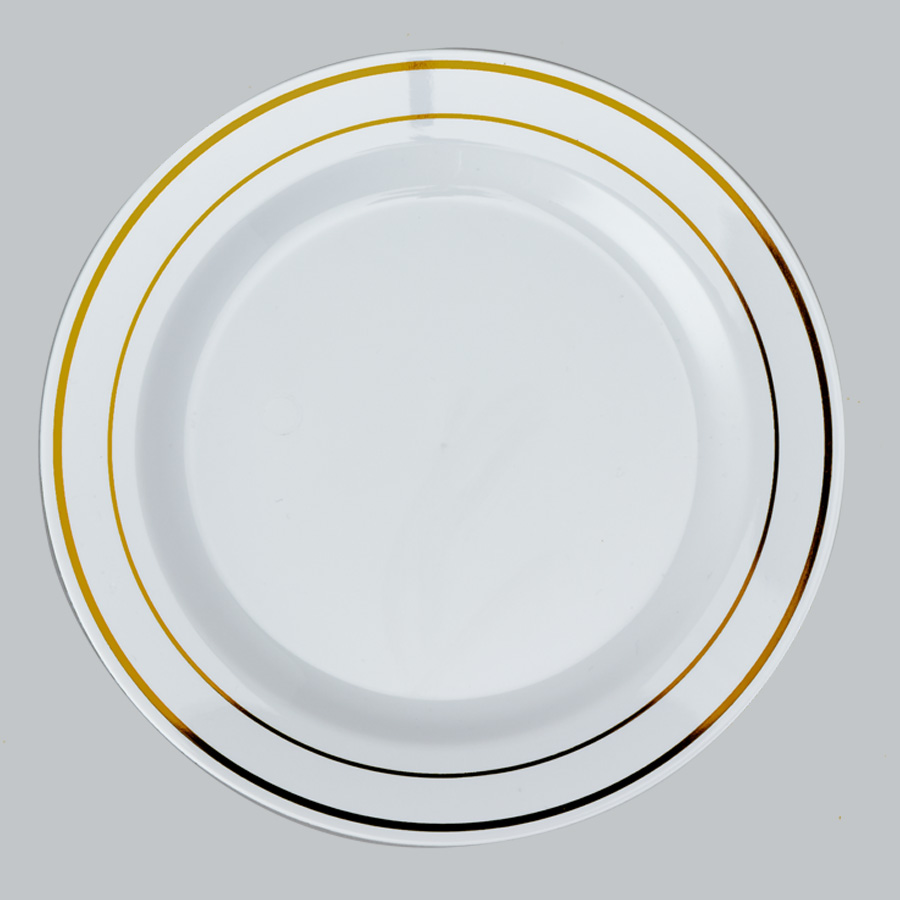 Disposable Deluxe Plate With Gold Hot Stamping Ring 10½"