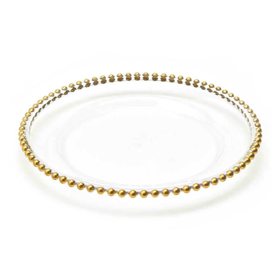 Beaded Rim Plastic Charger Plate 12½" - Gold