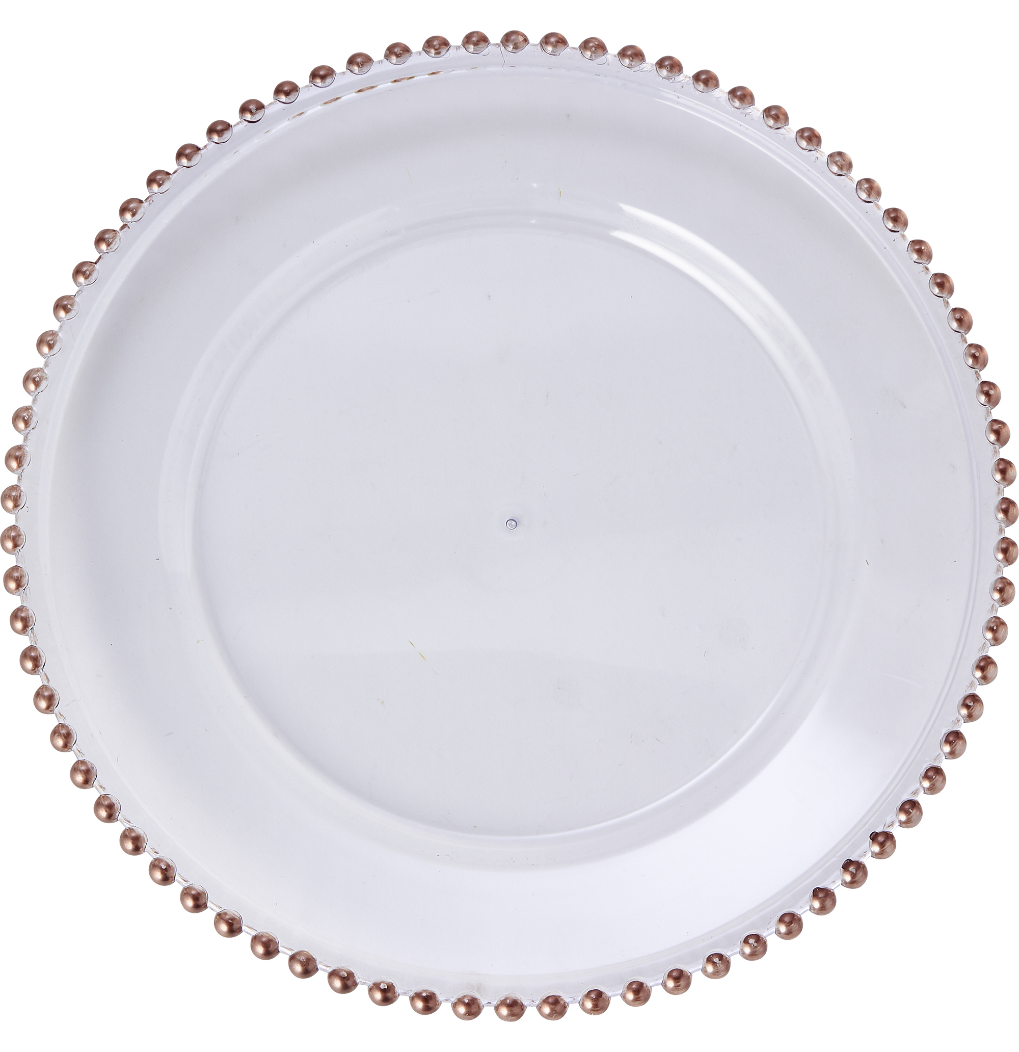 Beaded Rim Plastic Charger Plate 12½" - Rose Gold