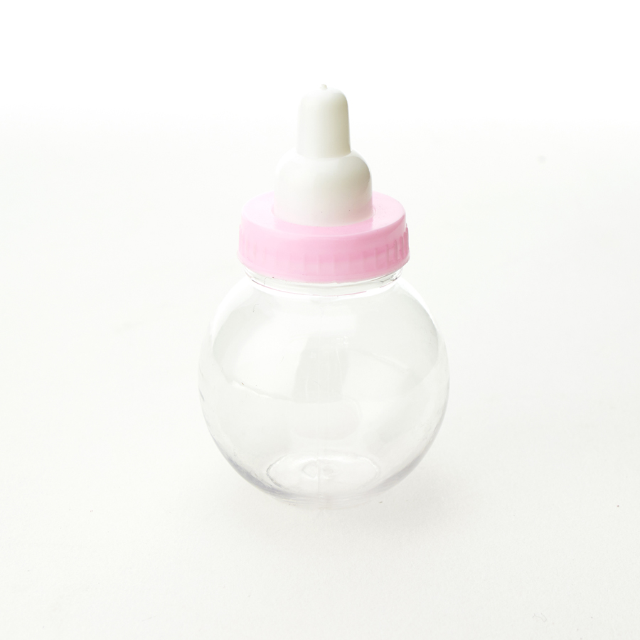 Plastic Favor Baby Round Bottle 12pc/bag - Pink