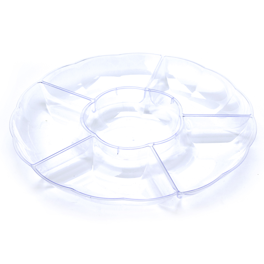 Plastic 6-Section Serving Tray - Clear
