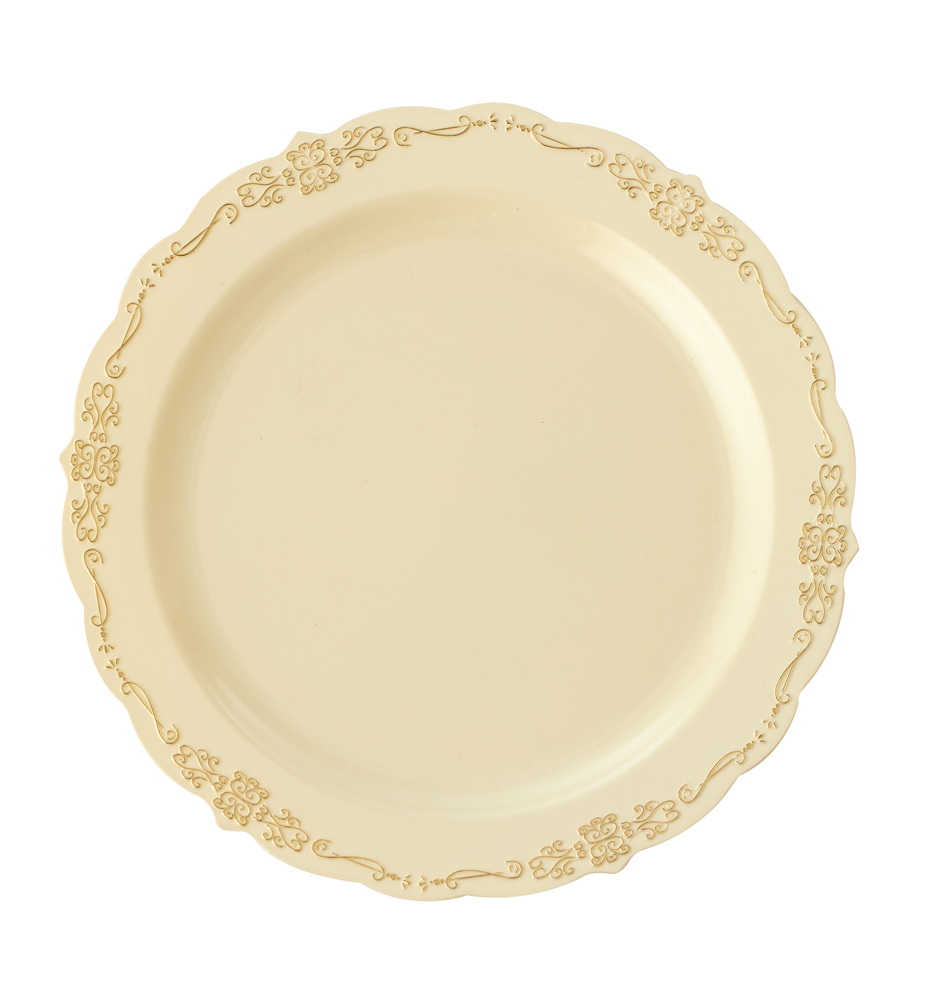 Disposable Deluxe Plate With Gold Hot Stamping 10½" - Ivory