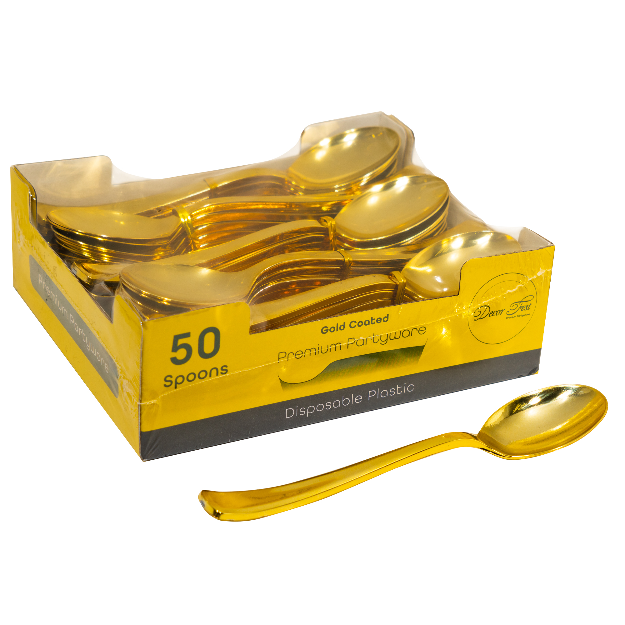 Plastic Spoons Set 50pc/pack - Gold