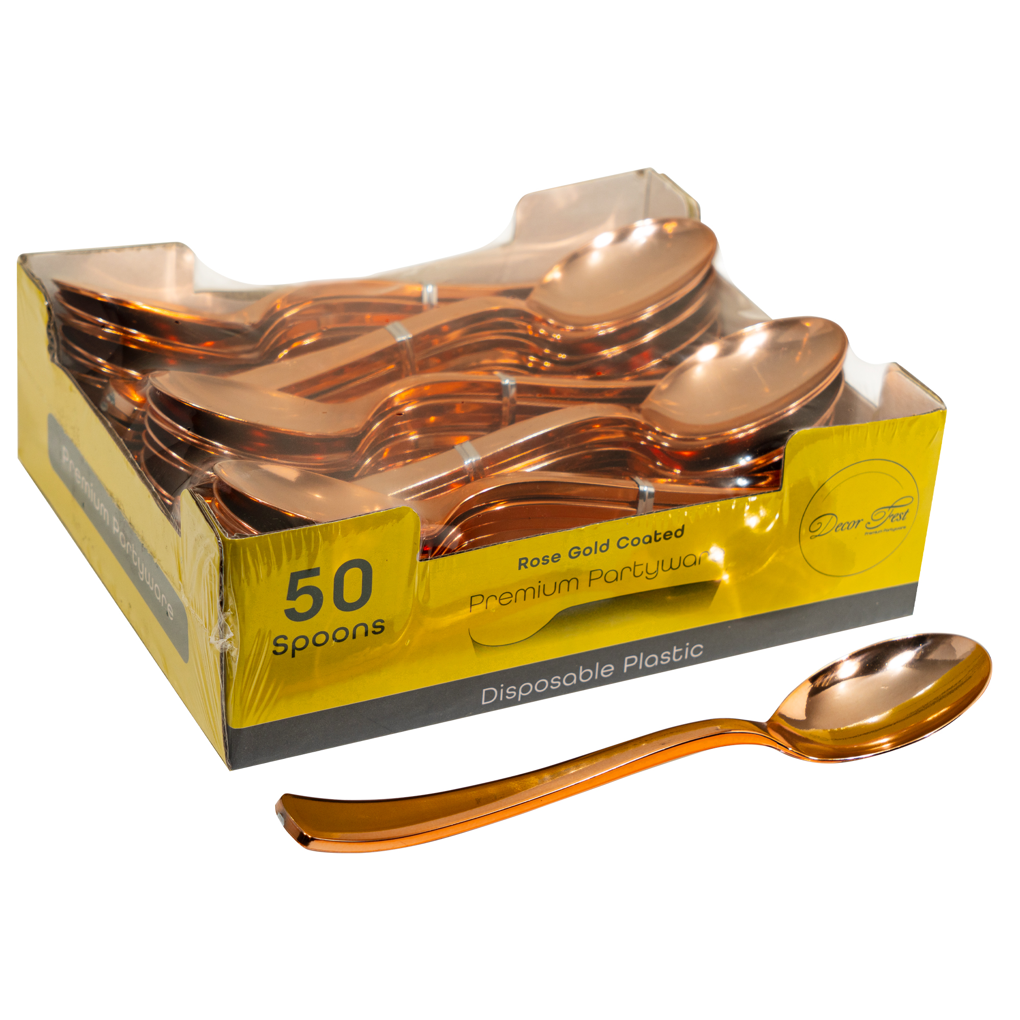 Plastic Spoons Set 50pc/pack - Rose Gold