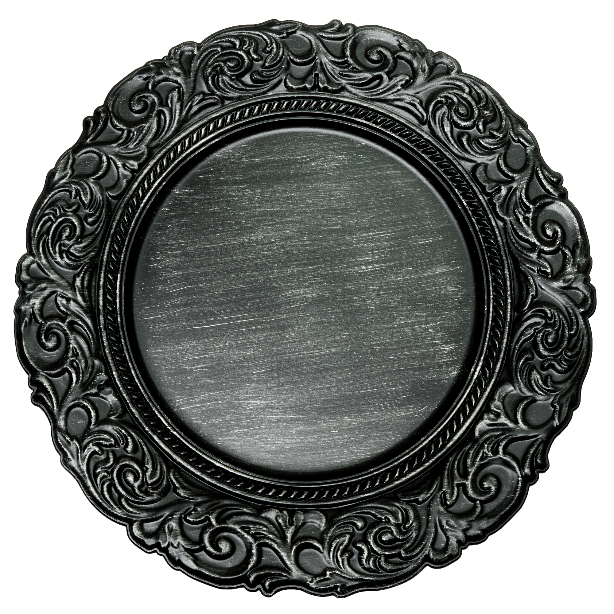 Antique Look Plastic Charger Plate 14" - Black