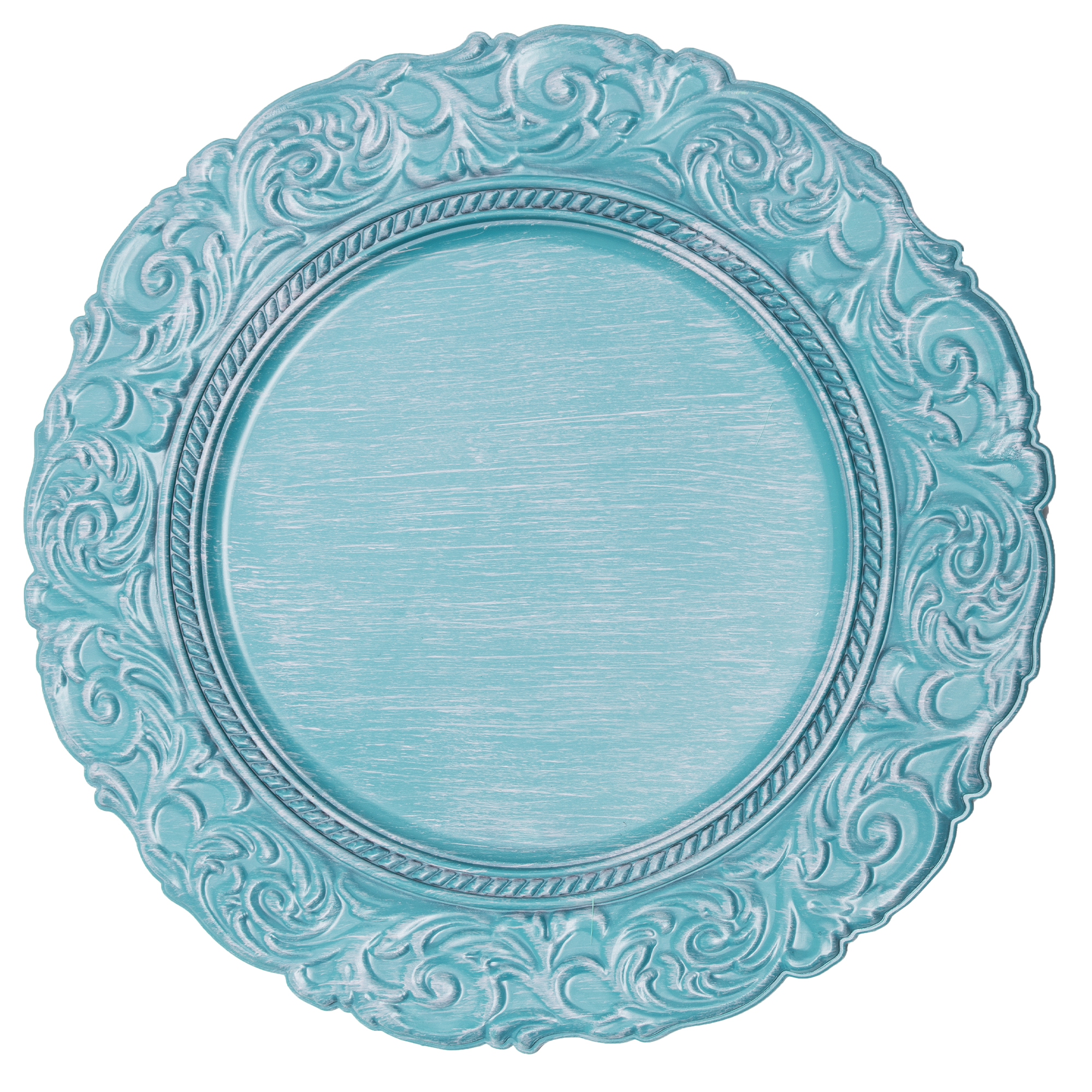 Antique Look Plastic Charger Plate 14" - Blue
