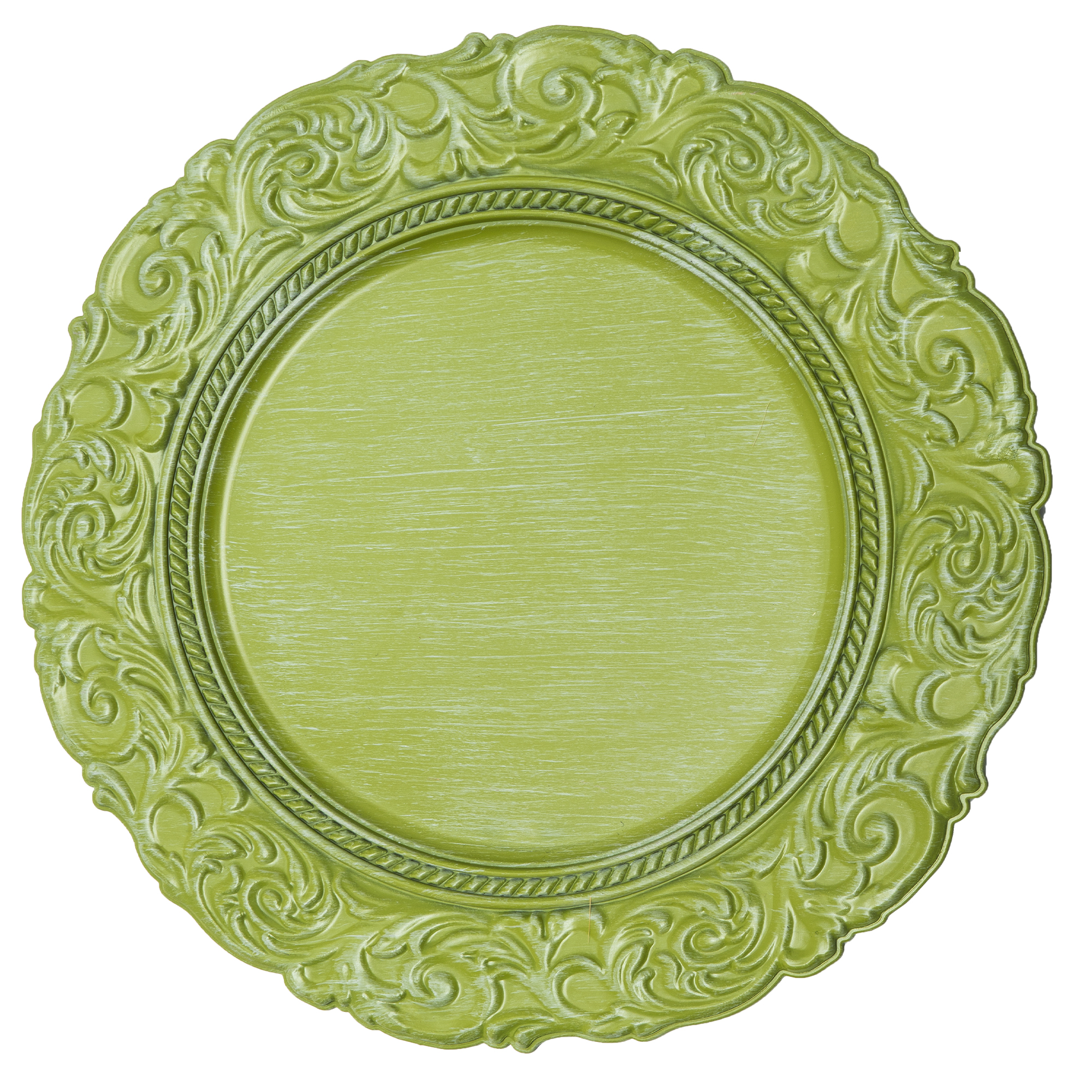 Antique Look Plastic Charger Plate 14" - Green