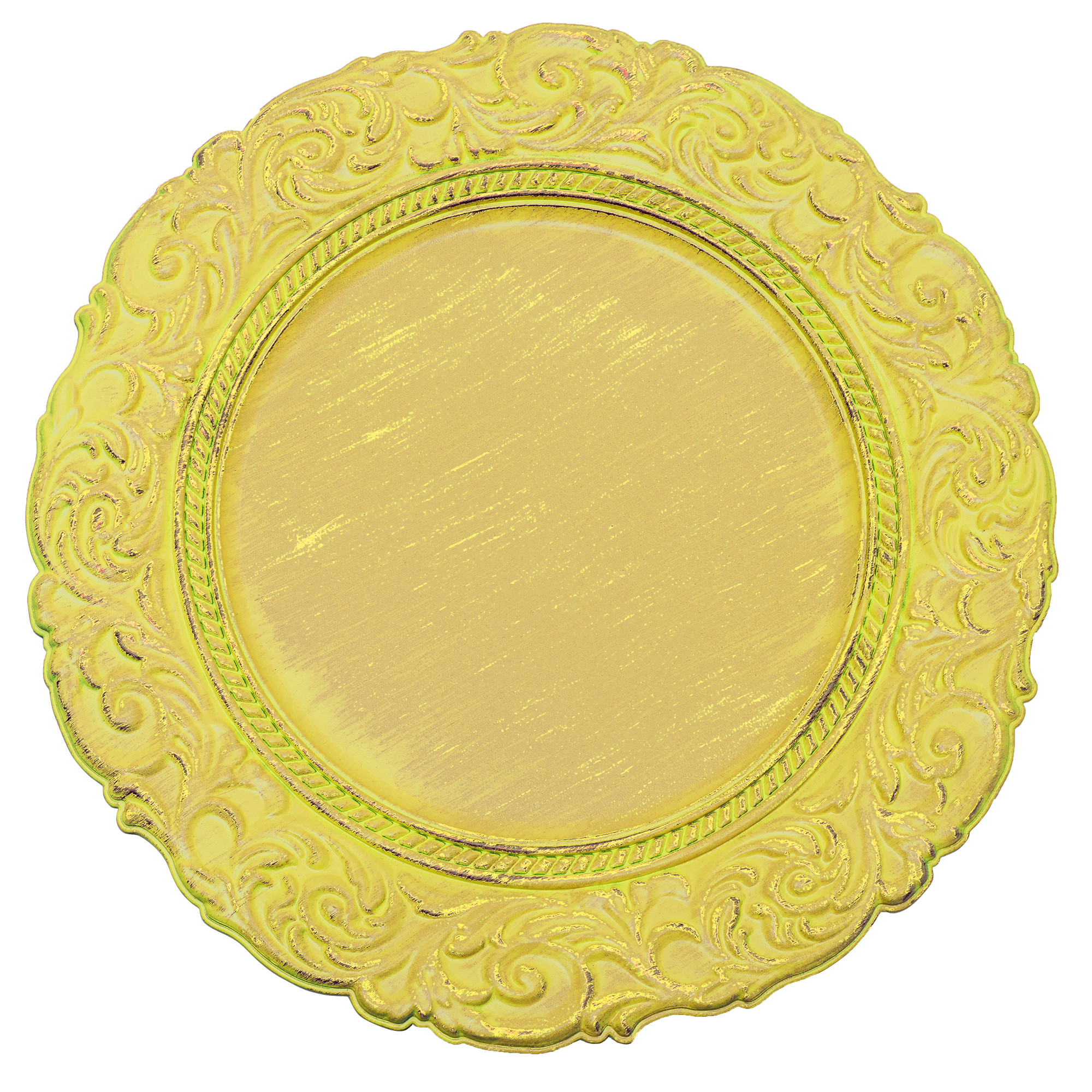 Antique Look Plastic Charger Plate 14" - Mustard
