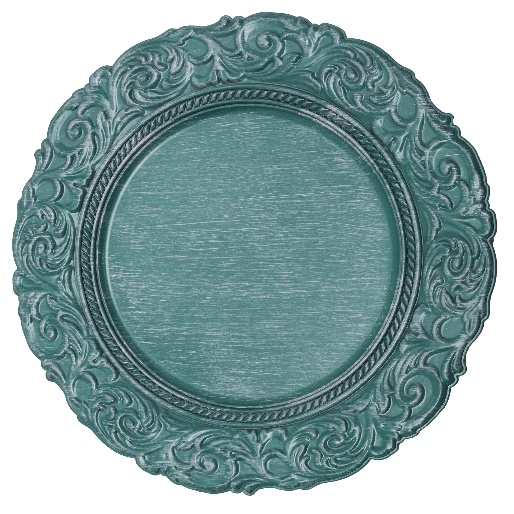 Antique Look Plastic Charger Plate 14" - Teal
