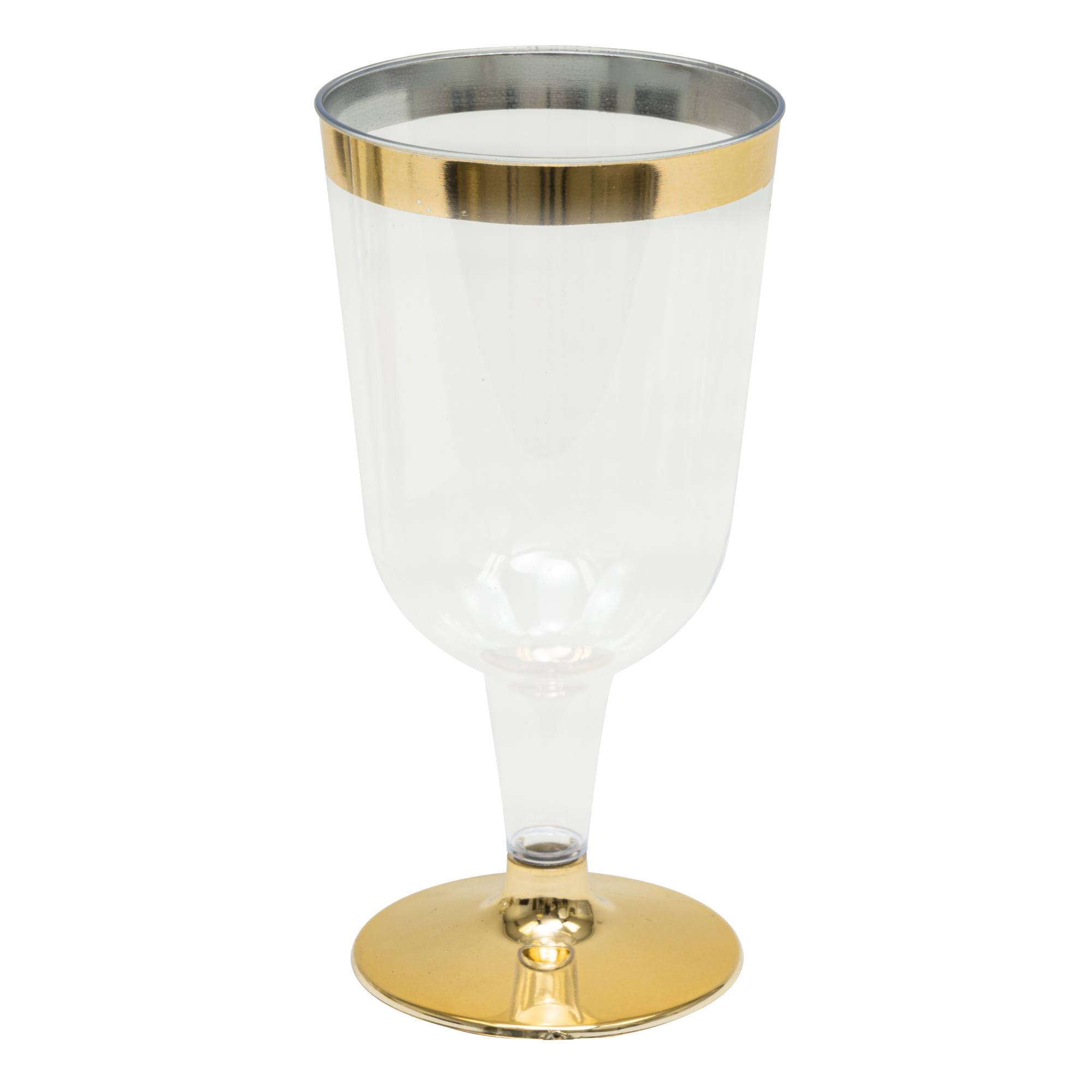 Plastic Wine Glasses with Metallic Trim 4¾" 12pc/pack - Gold