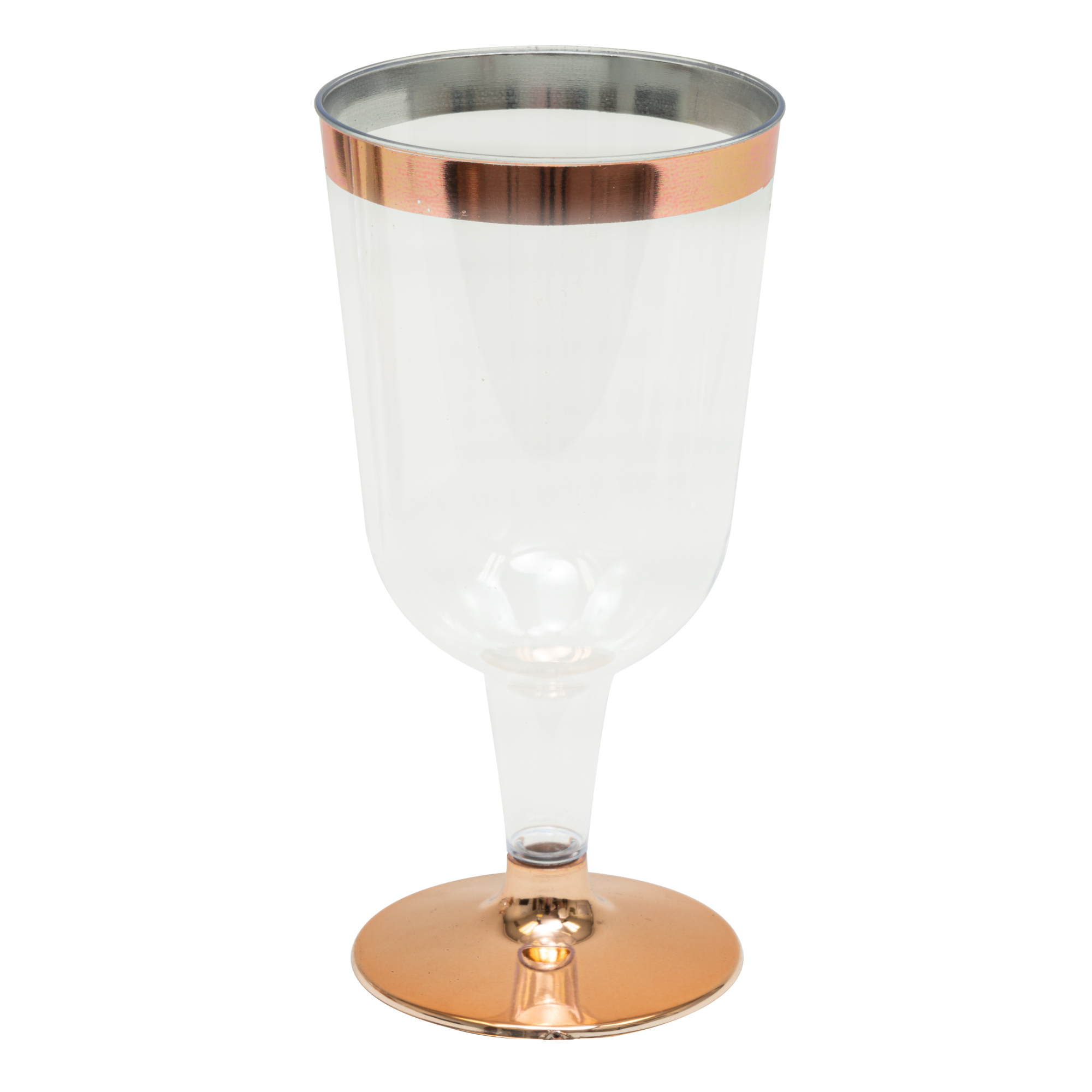 Plastic Wine Glasses with Metallic Trim 4¾" 12pc/pack - Rose Gold