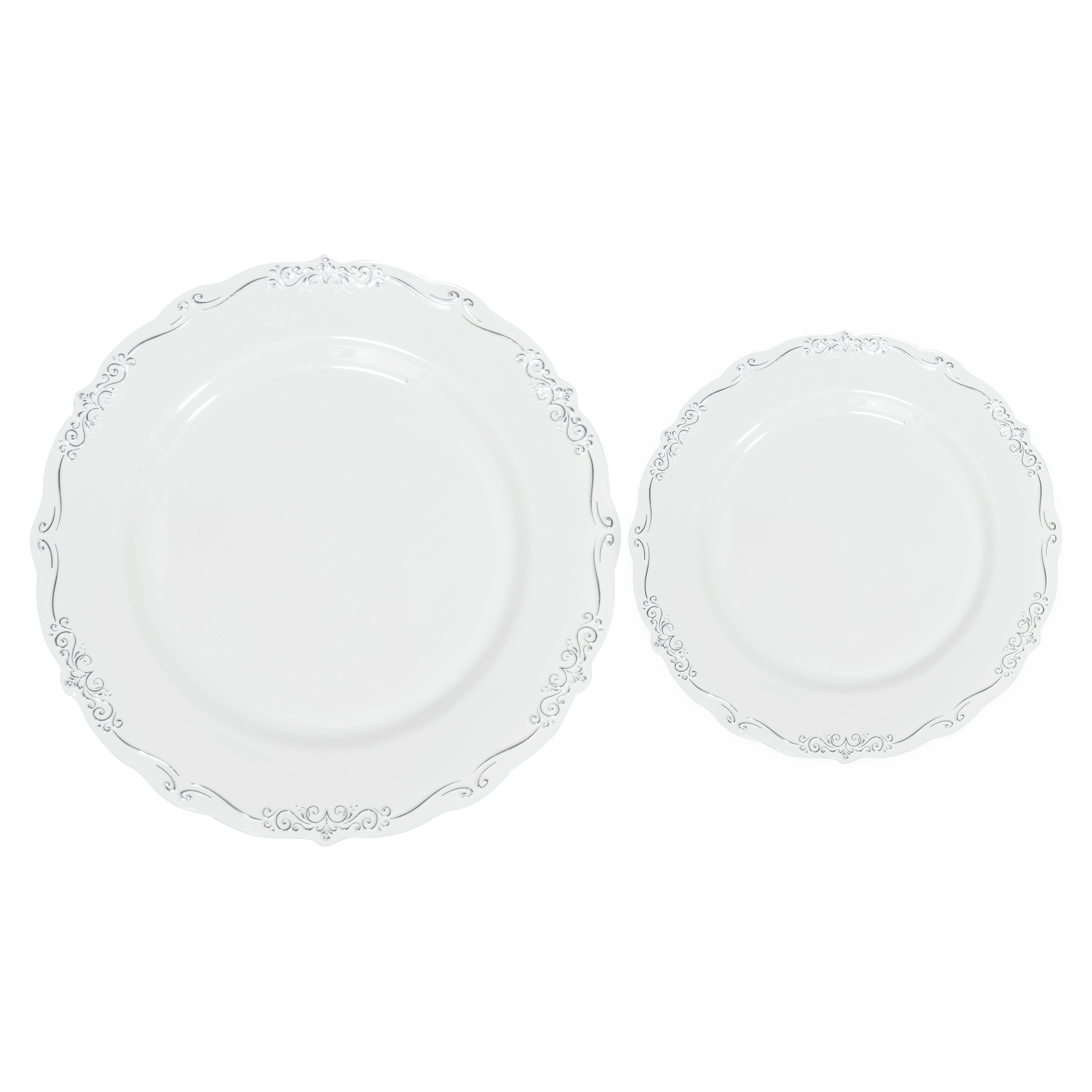 Disposable Deluxe Embossed Plate Set 40pc/set - Silver