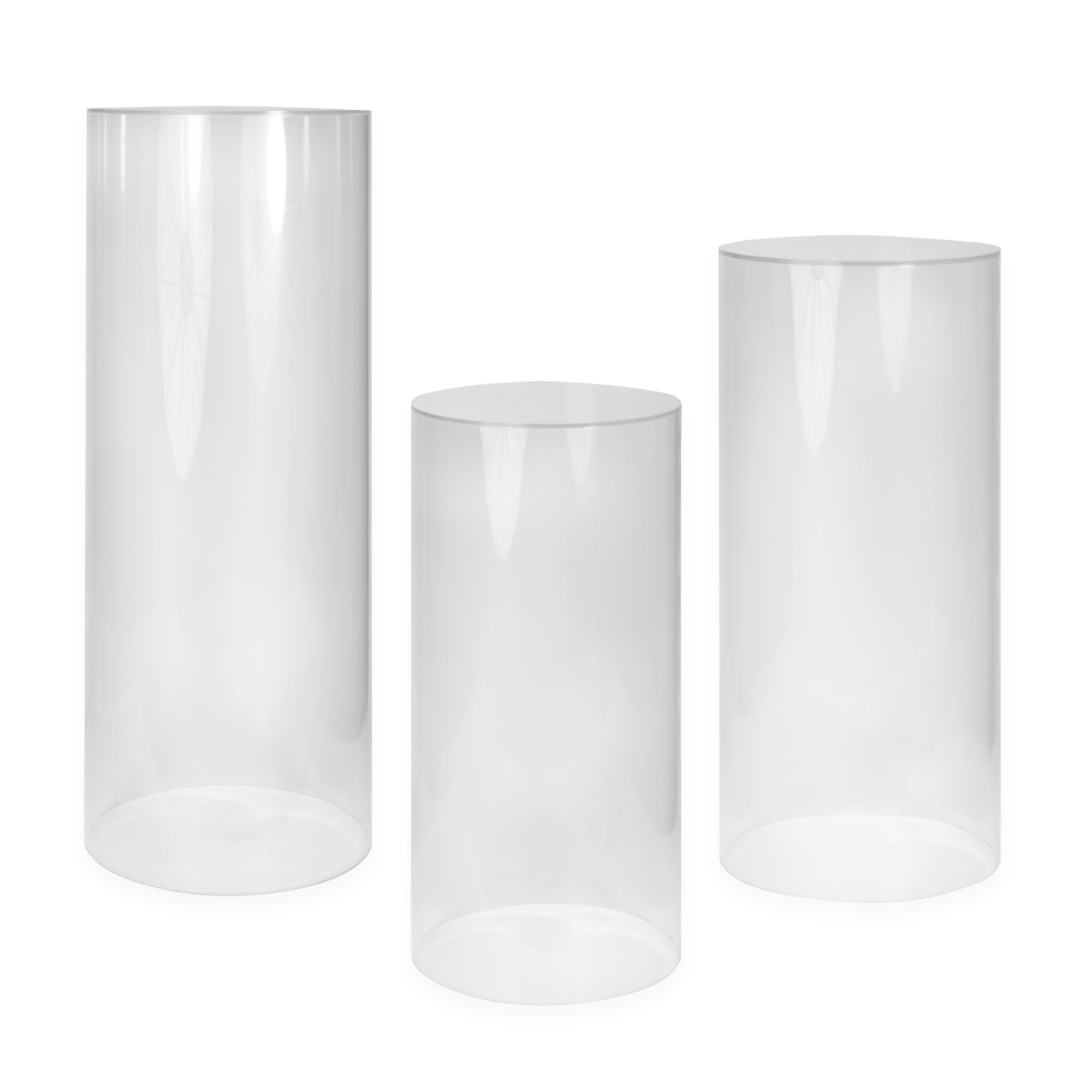 Acrylic Cylinder Pedestal Set 3pc/set
