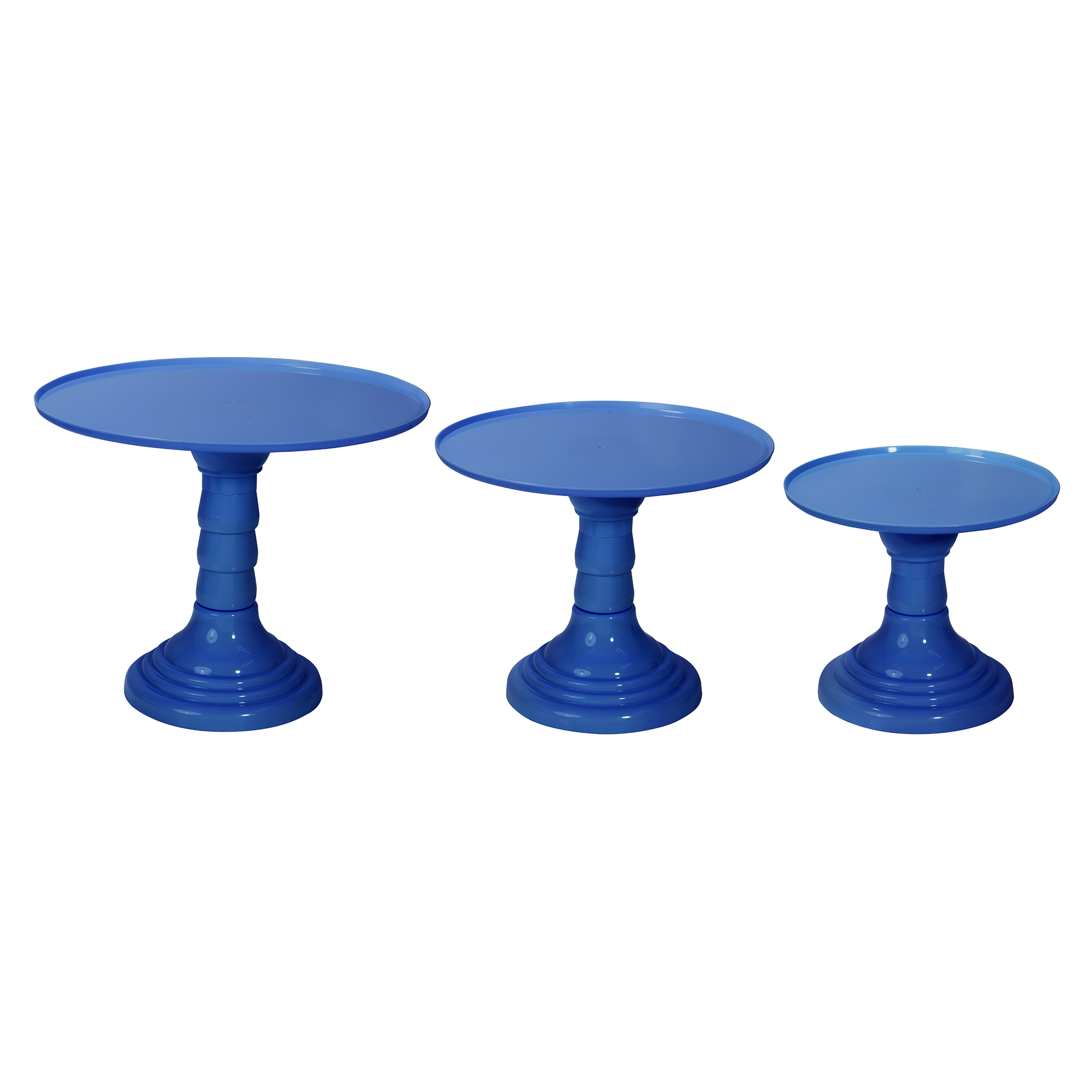 Plastic Cake Stand Pedestals 3pc/set - Royal Blue
