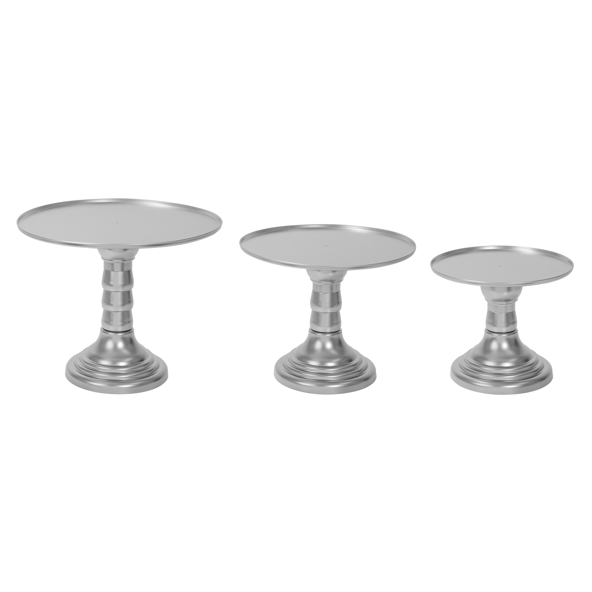 Plastic Cake Stand Pedestals 3pc/set - Silver