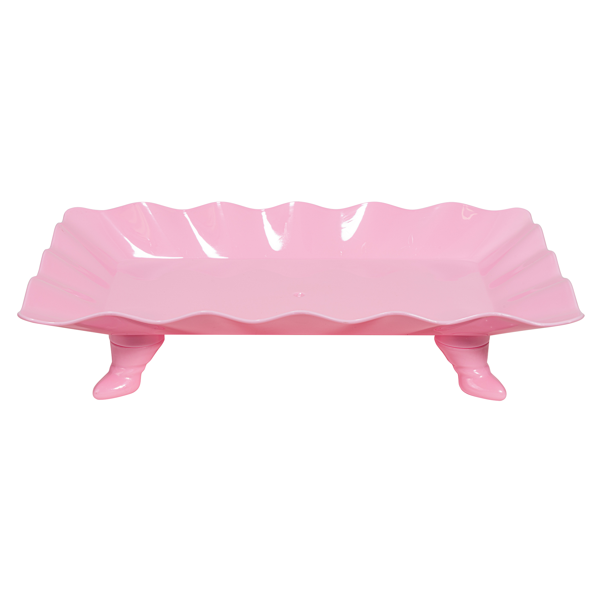 Plastic Scalloped Treat Stand - Pink