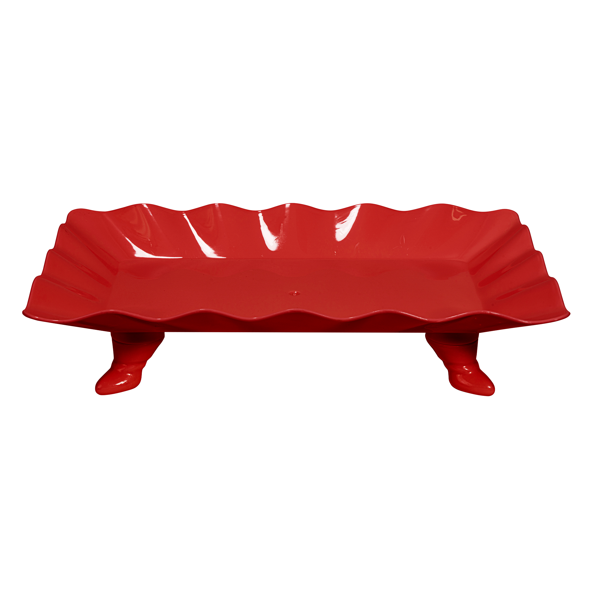 Plastic Scalloped Treat Stand - Red