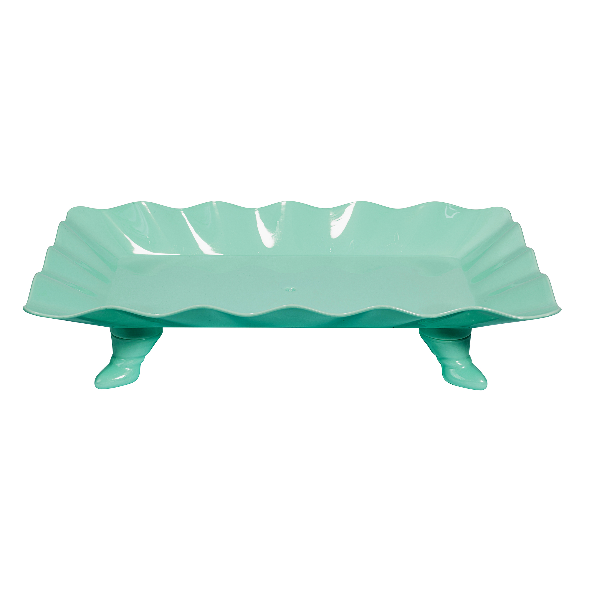 Plastic Scalloped Treat Stand - Turquoise