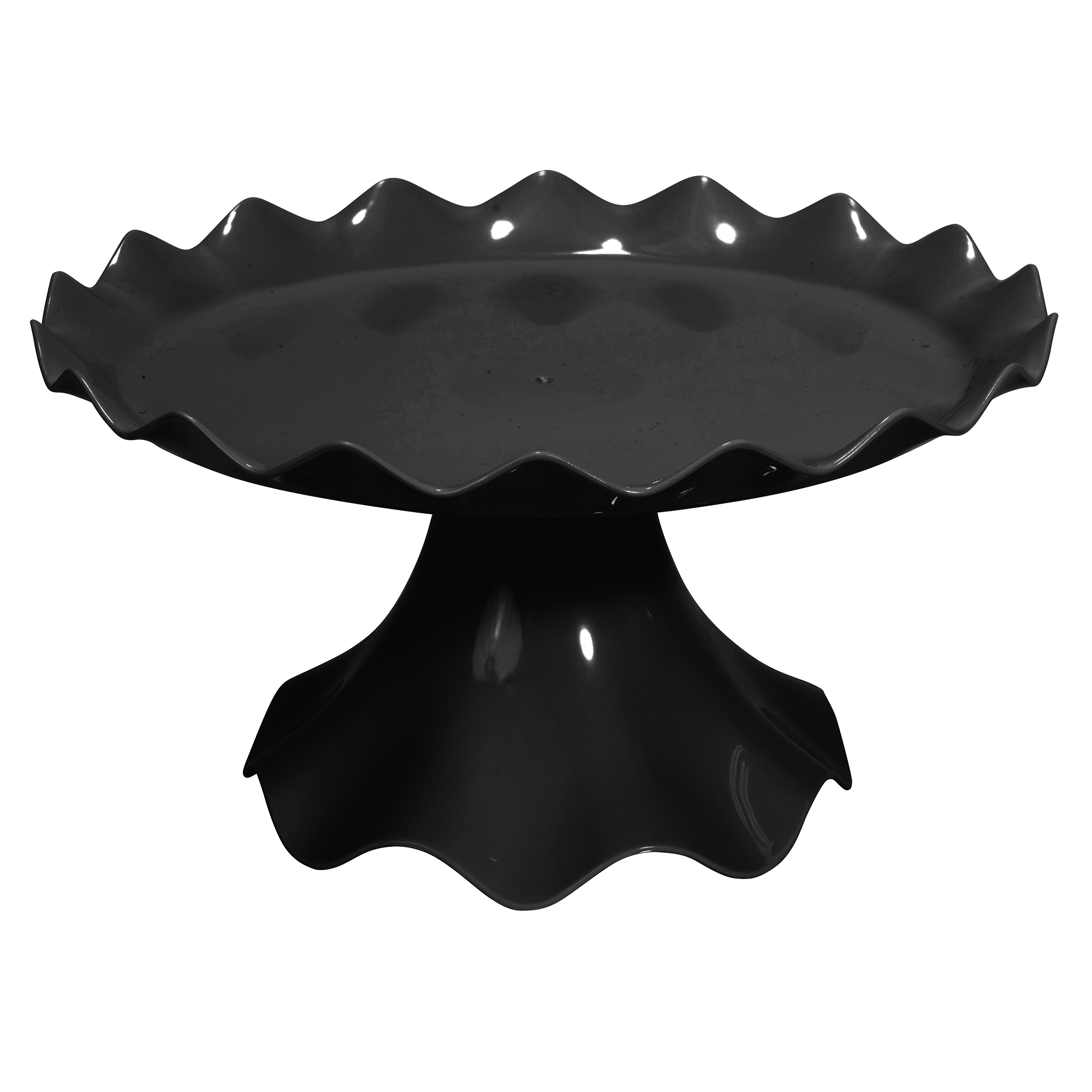 Plastic Ruffle Edge Treat Stand - Black