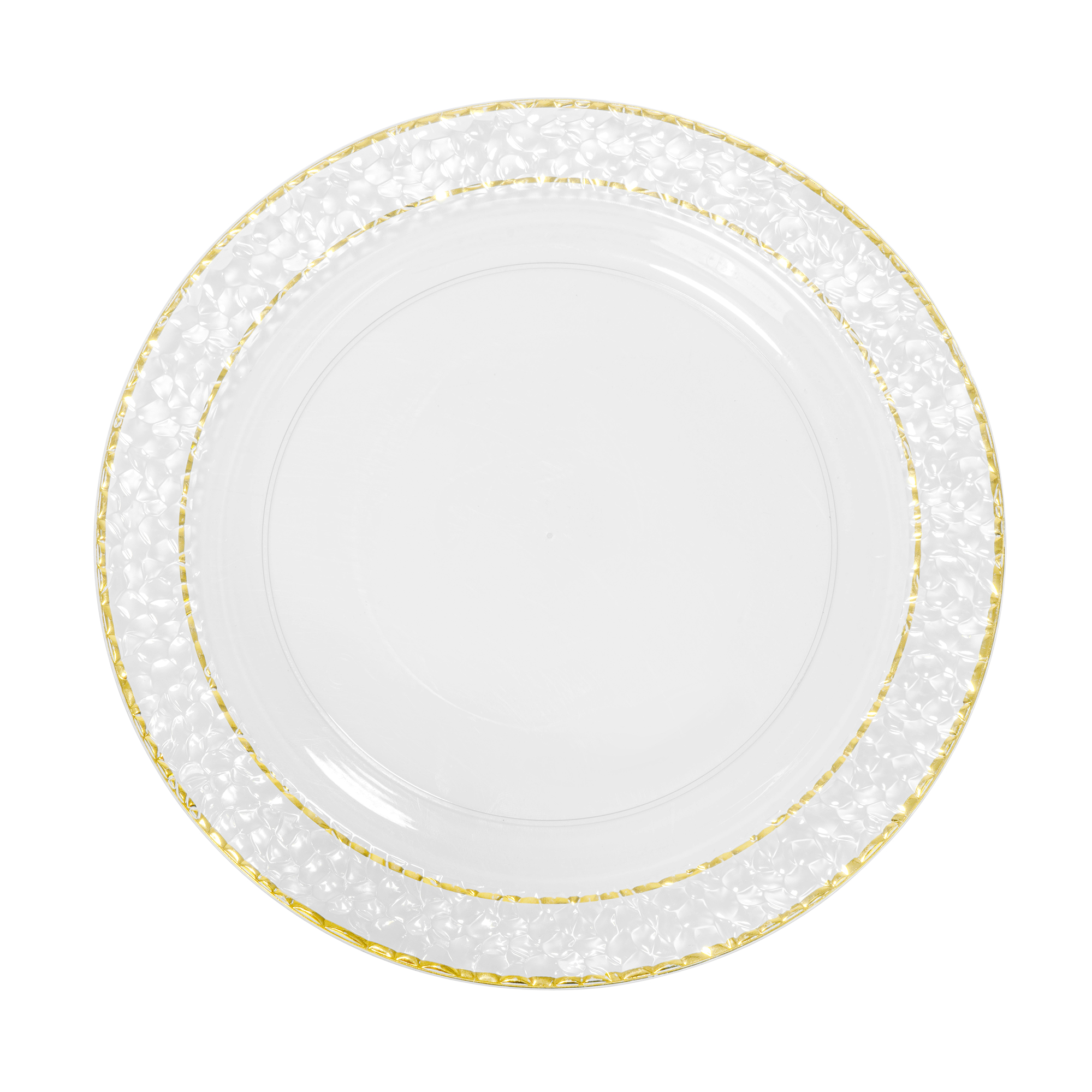 Plastic Plate Set With Hammered Double Gold Rim Edge 7½" - Gold