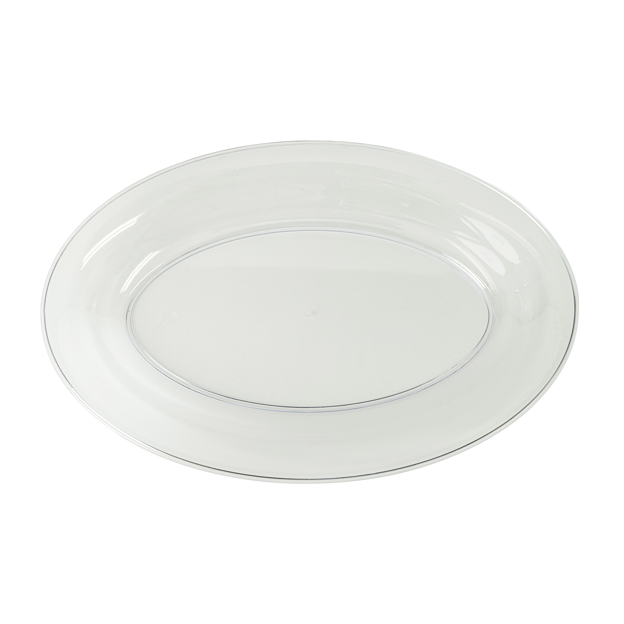 Plastic Oval Serving Tray 18" x 12" - Clear