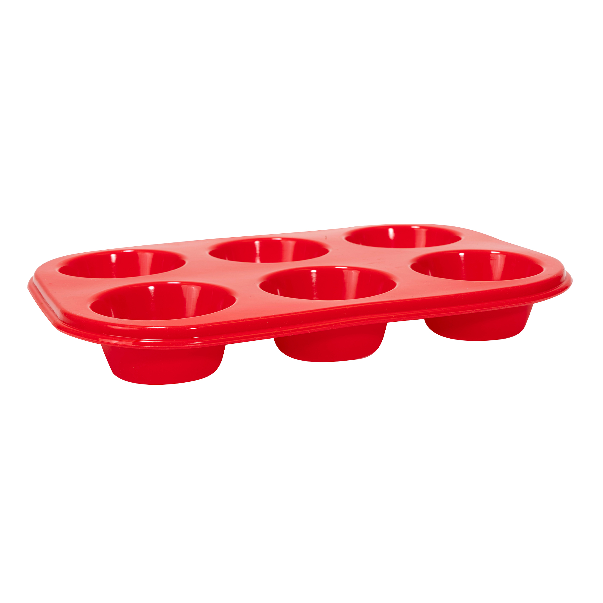 Silicone 6 Cup Muffin Pan Mold - Red