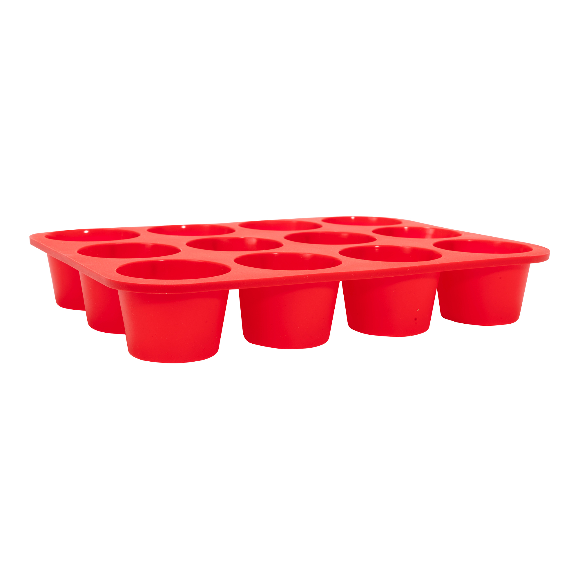 Silicone 12 Cup Jumbo Muffin Pan Mold - Red