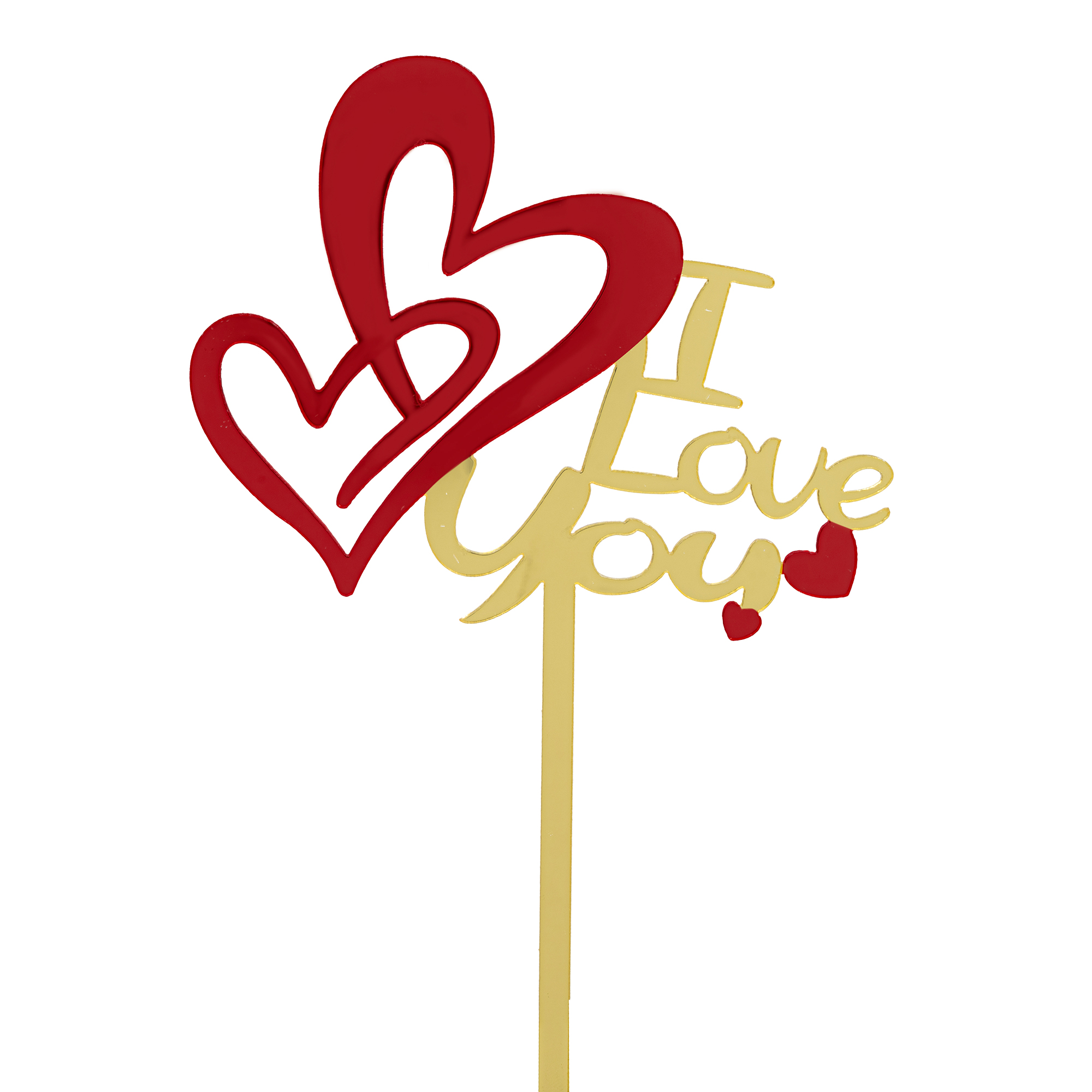 Acrylic Mirrored Cake Topper 7” "I LOVE YOU" - Gold