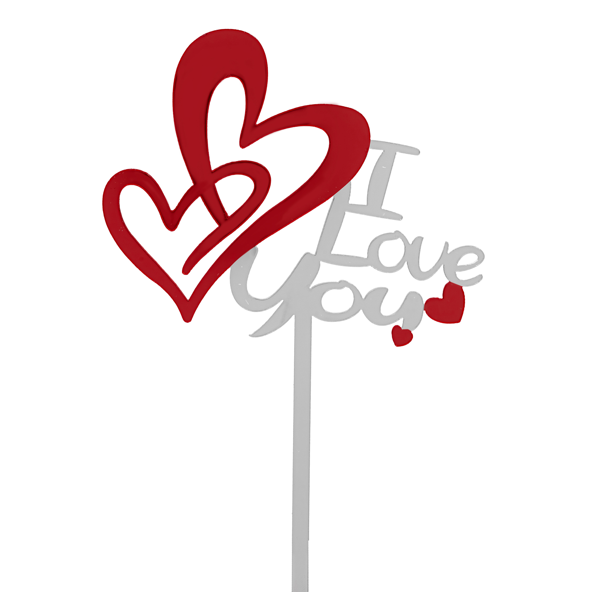 Acrylic Mirrored Cake Topper 7” "I LOVE YOU" - Silver