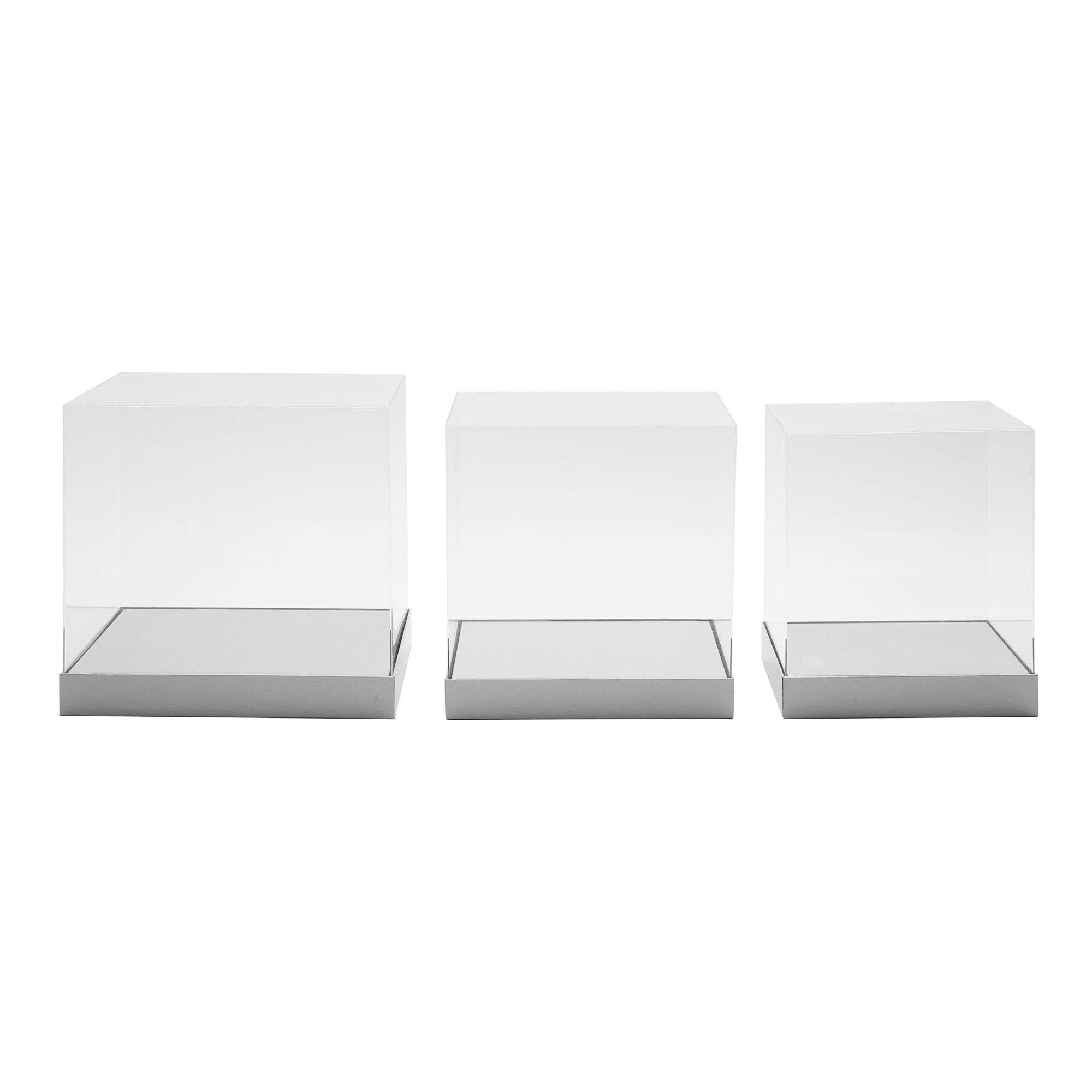 Acrylic Gift Box 3pc/set - Silver