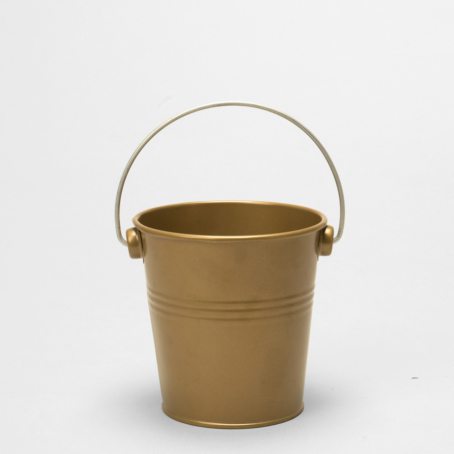 Metal Pail Bucket Gold