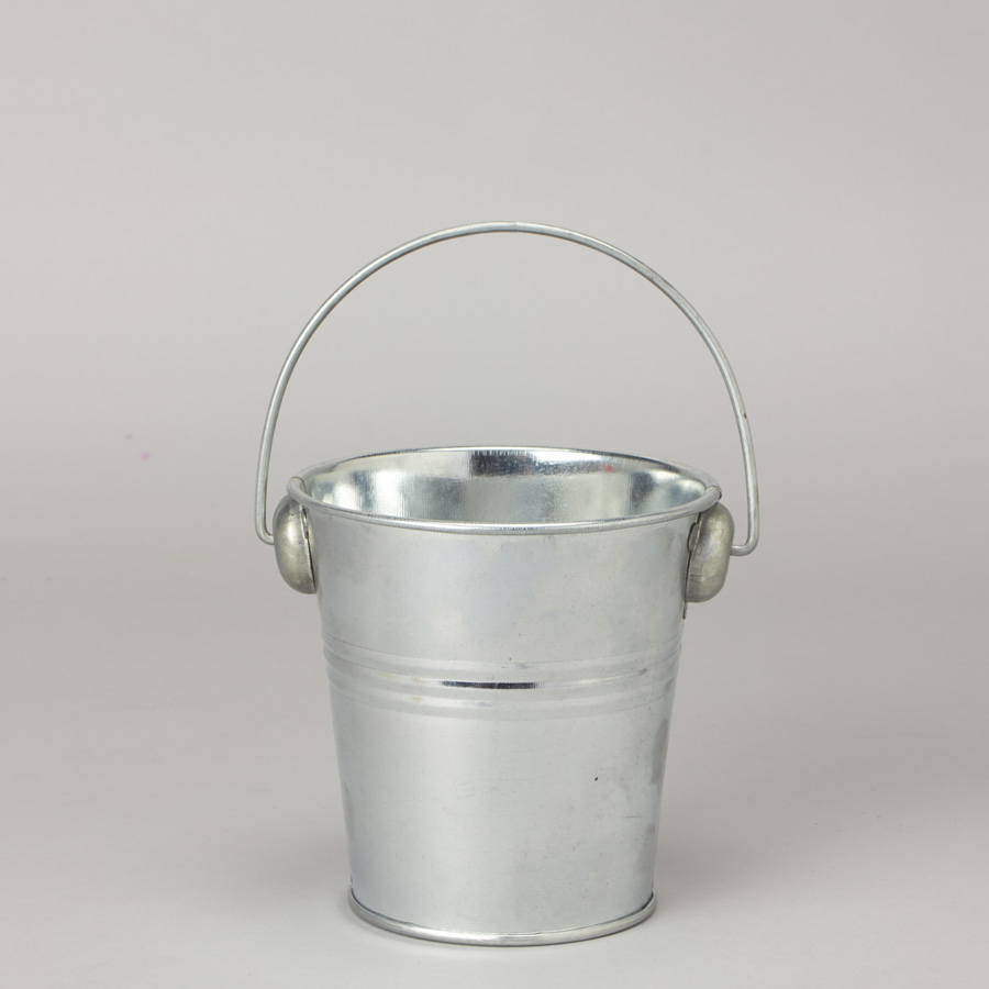 Metal Pail Bucket Silver