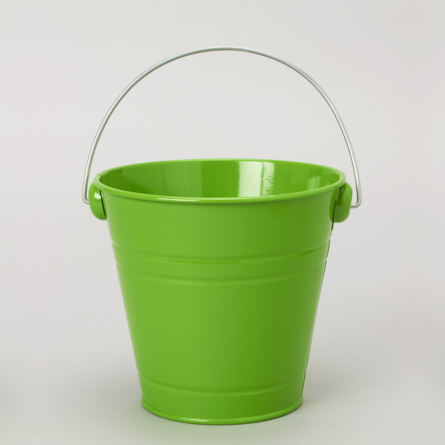 Metal Pail Bucket Apple Green