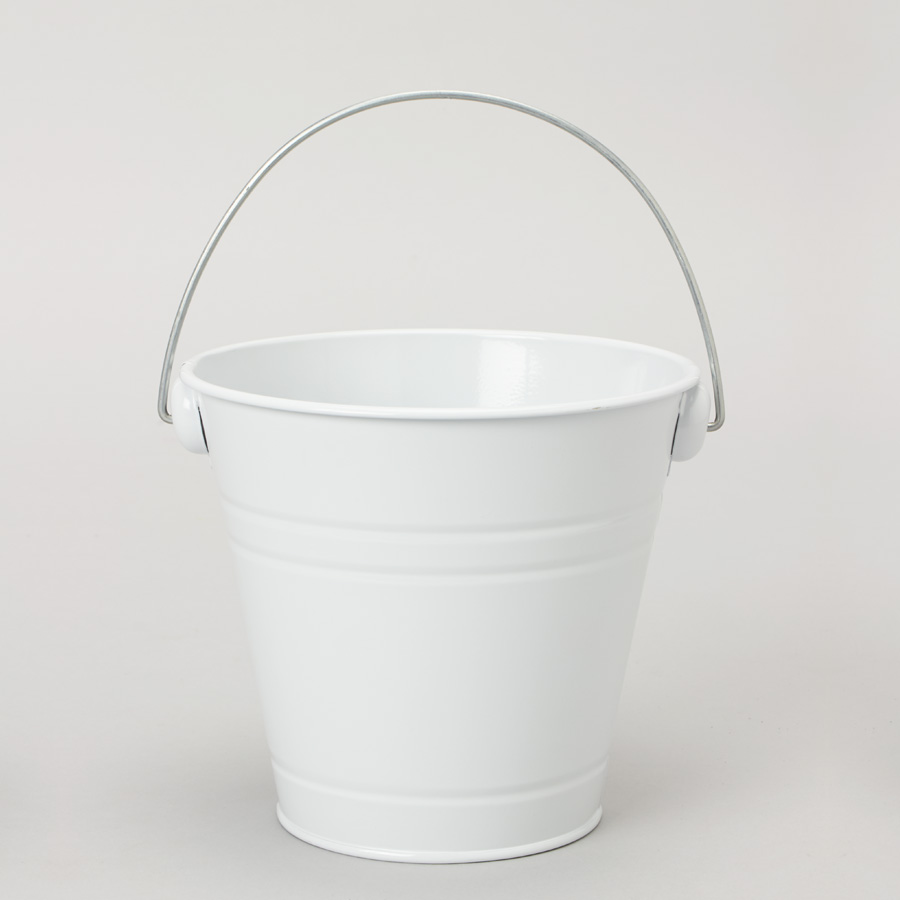 Metal Pail Bucket White