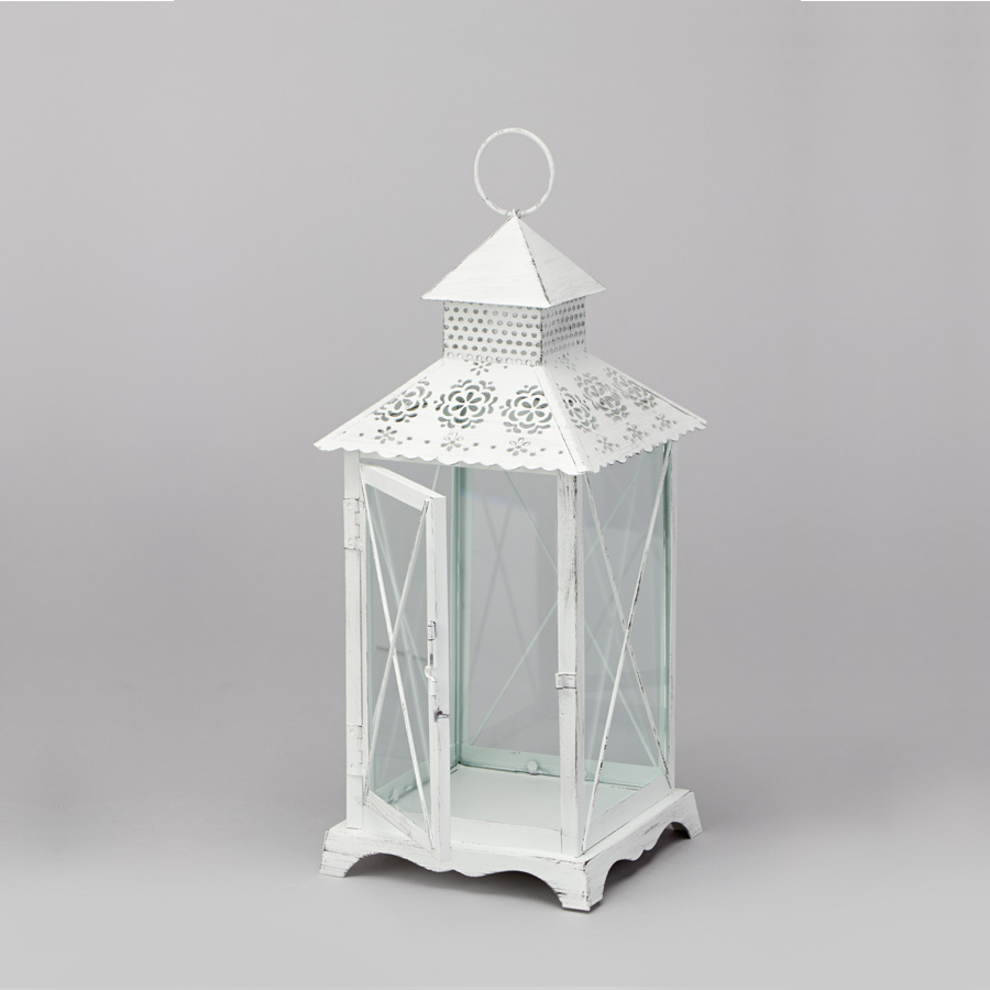 Victorian Decorative Metal Lanterns 11½"- White