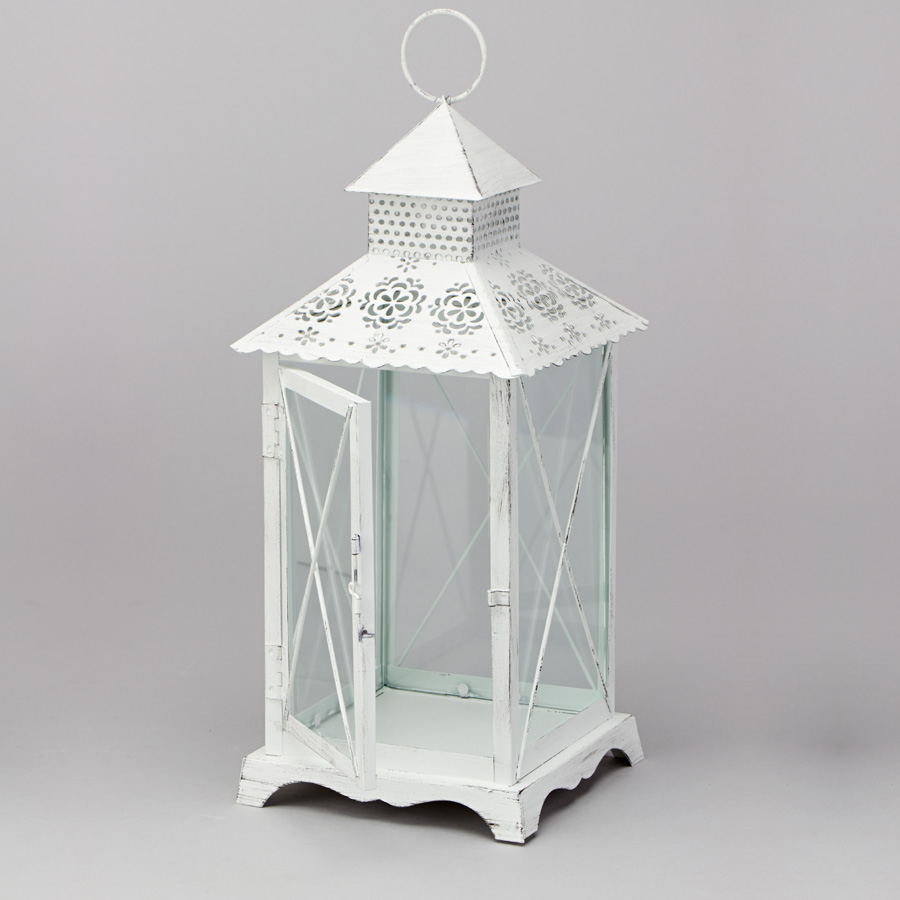 Victorian Decorative Metal Lanterns 14½”- White