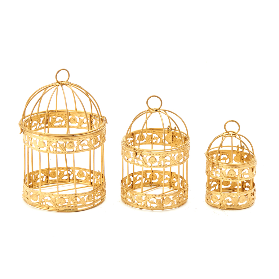 Metal Bird Cage 3pc/set - Gold