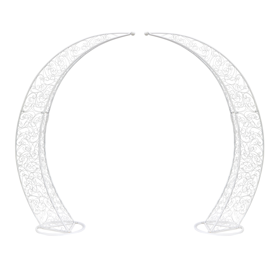 Metal Moon Gate Arch 2pc set - White