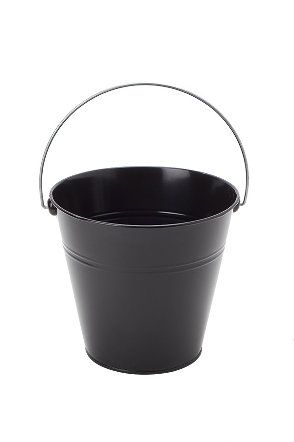 Tin Metal Pail Bucket - Black