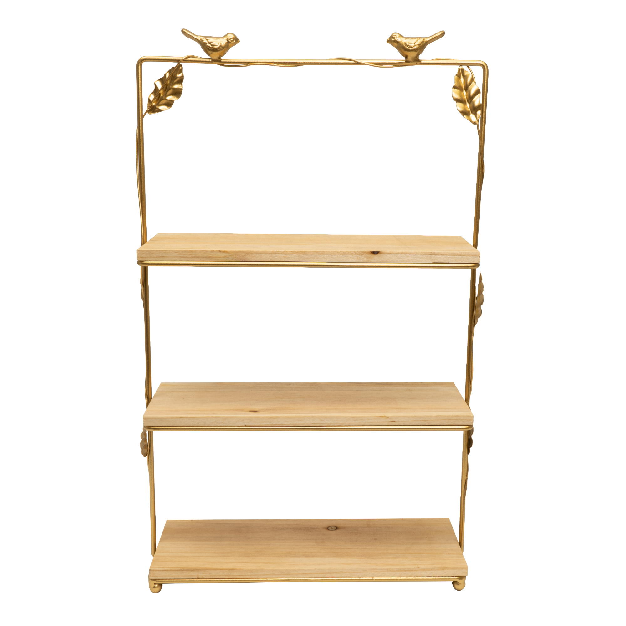 Metal 3 Tier Dessert Stand with Wood Panels - Gold