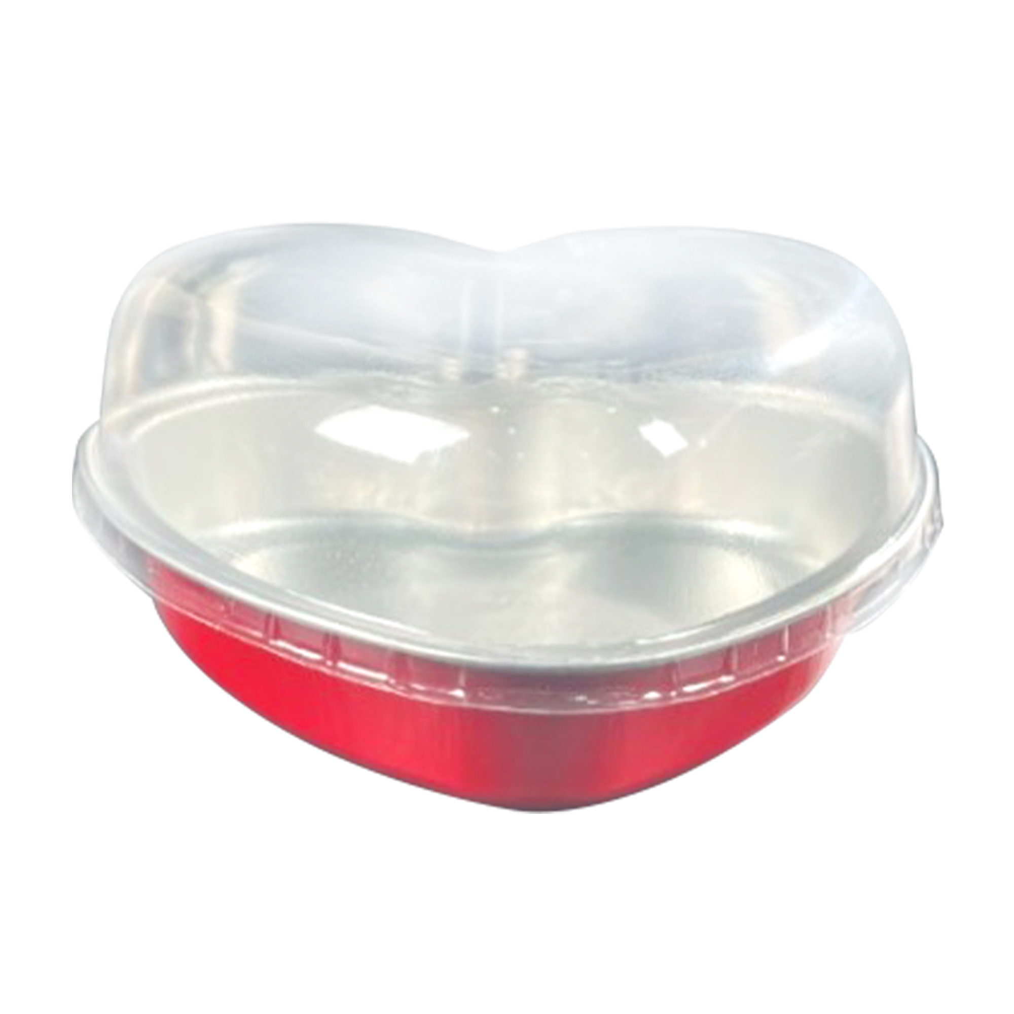 6oz Heart Aluminum Baking Cup With Dome Lid 50pc/pack - Red