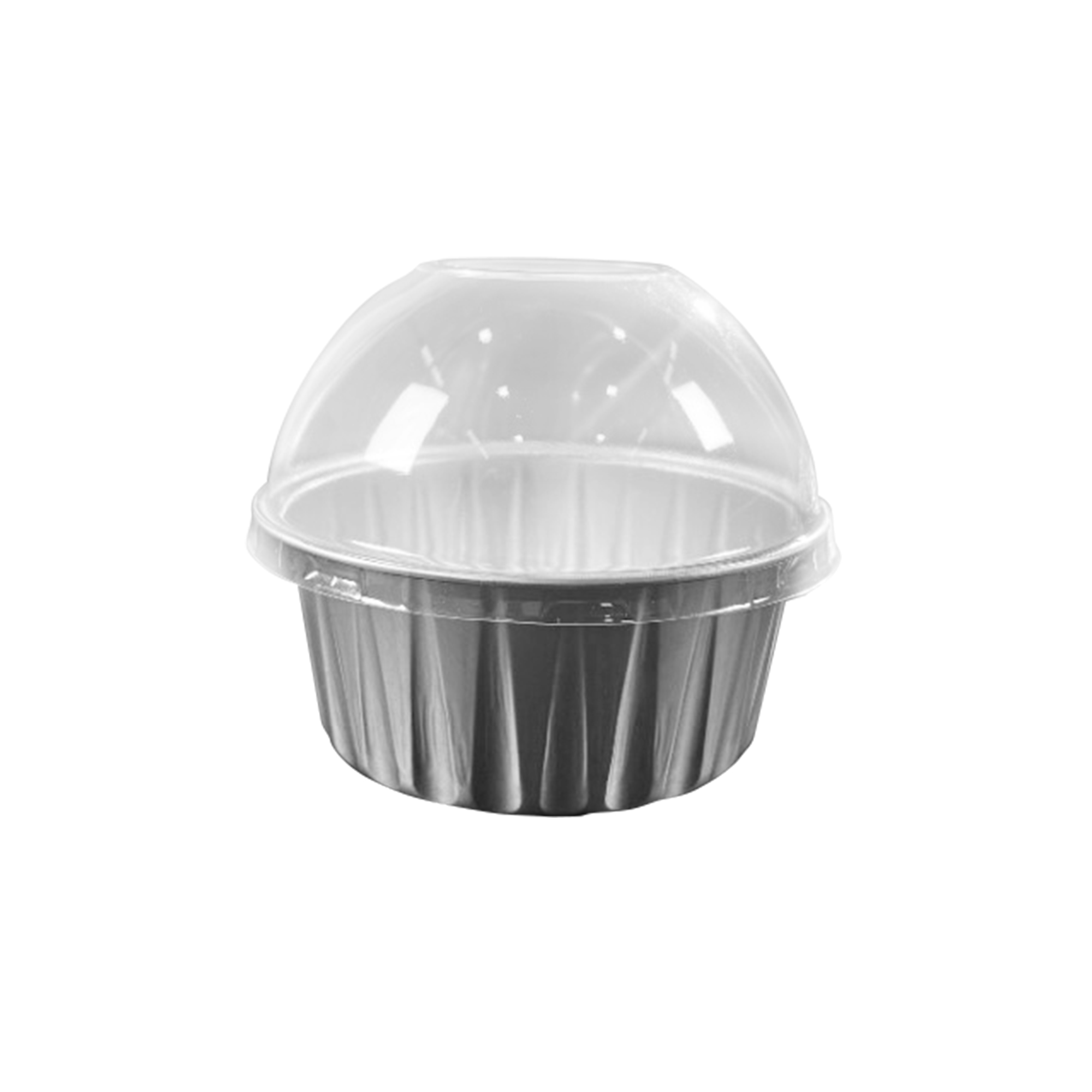 4oz Round Aluminum Baking Cup With Dome Lid 50pc/pack - Silver