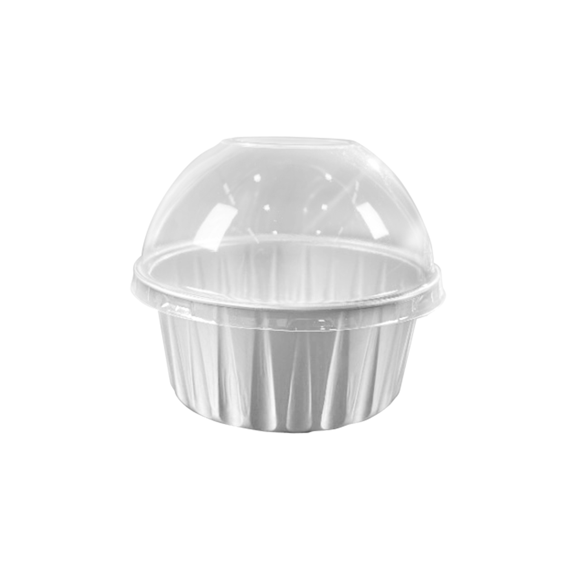4oz Round Aluminum Baking Cup With Dome Lid 50pc/pack - White