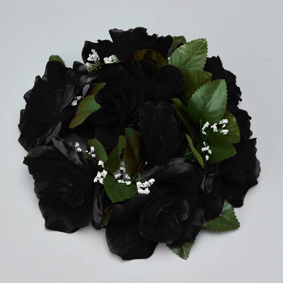 Large Flower Candle Rings 9" - Black