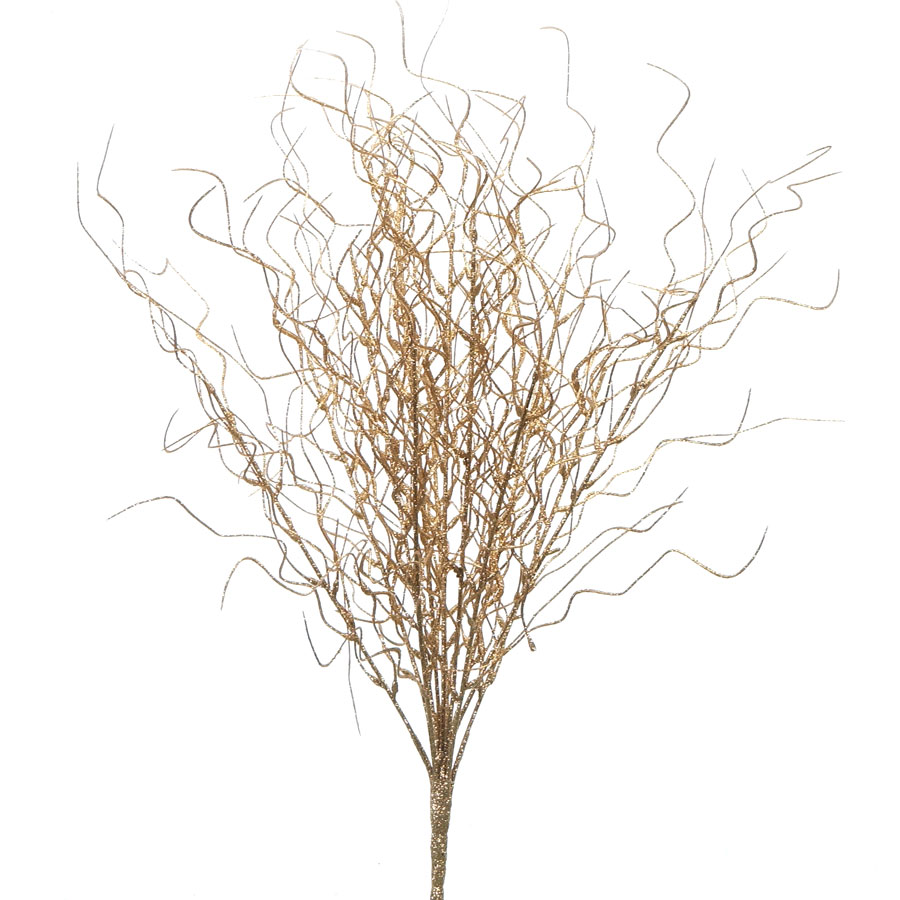Glittered Curly Willow Bunch 21"