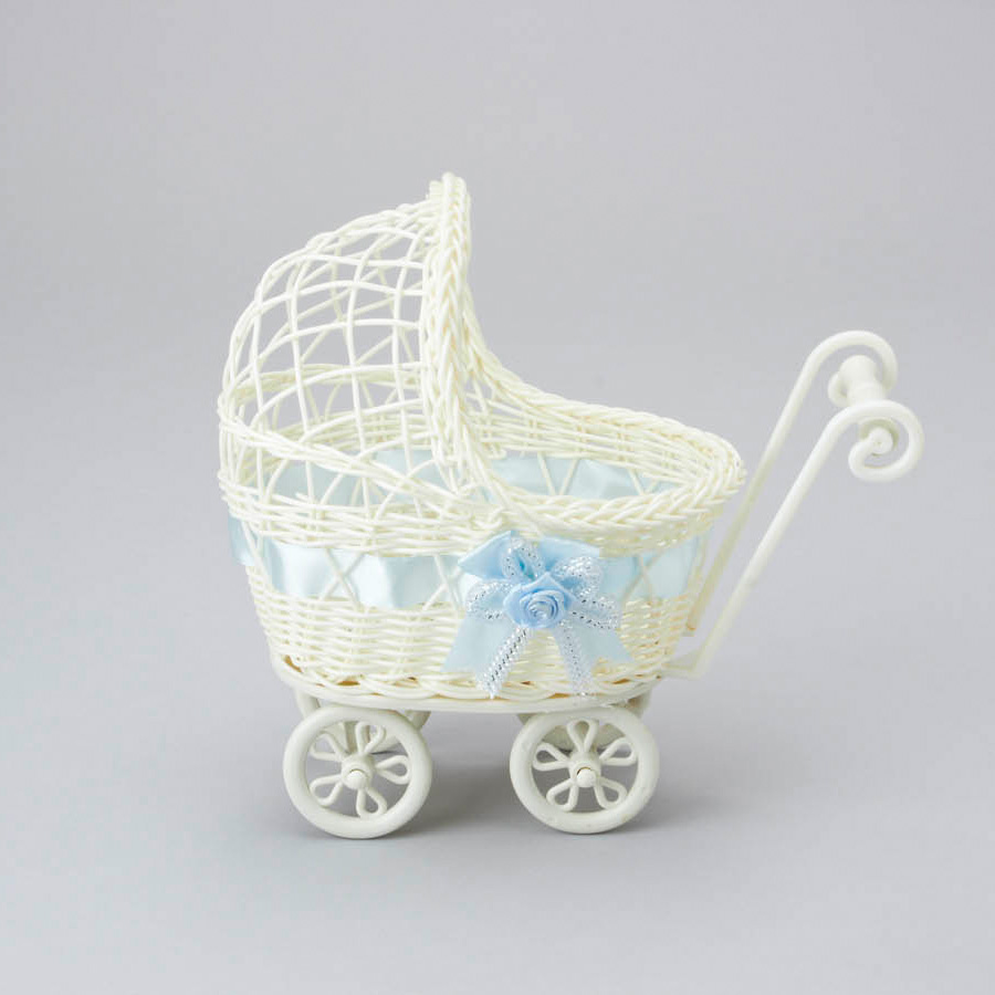 Wicker Baby Carriage Centerpiece