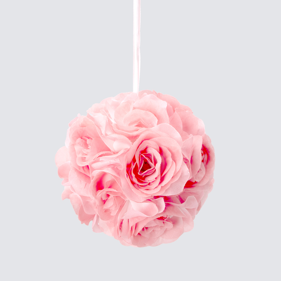 Rose Silk Flower Pomander Kissing Ball 6" - Blush