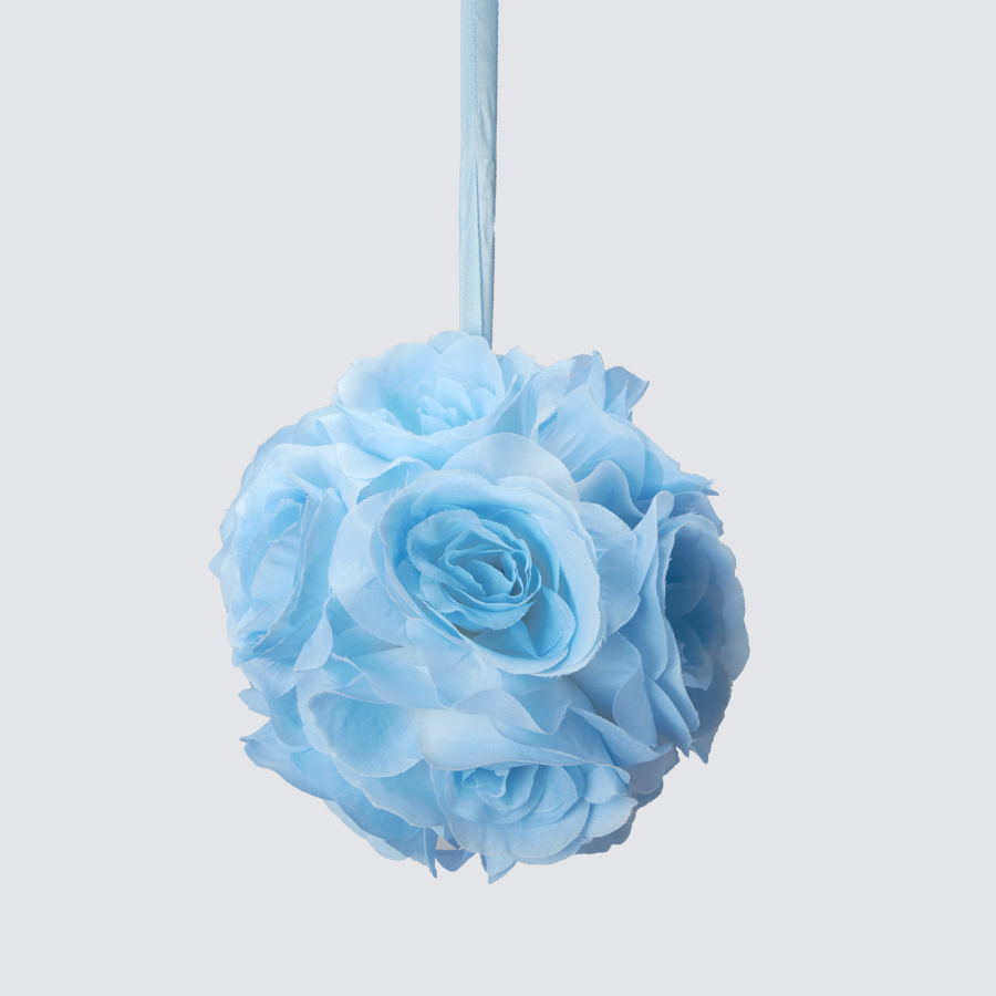 Rose Silk Flower Pomander Kissing Ball 6" - Blue
