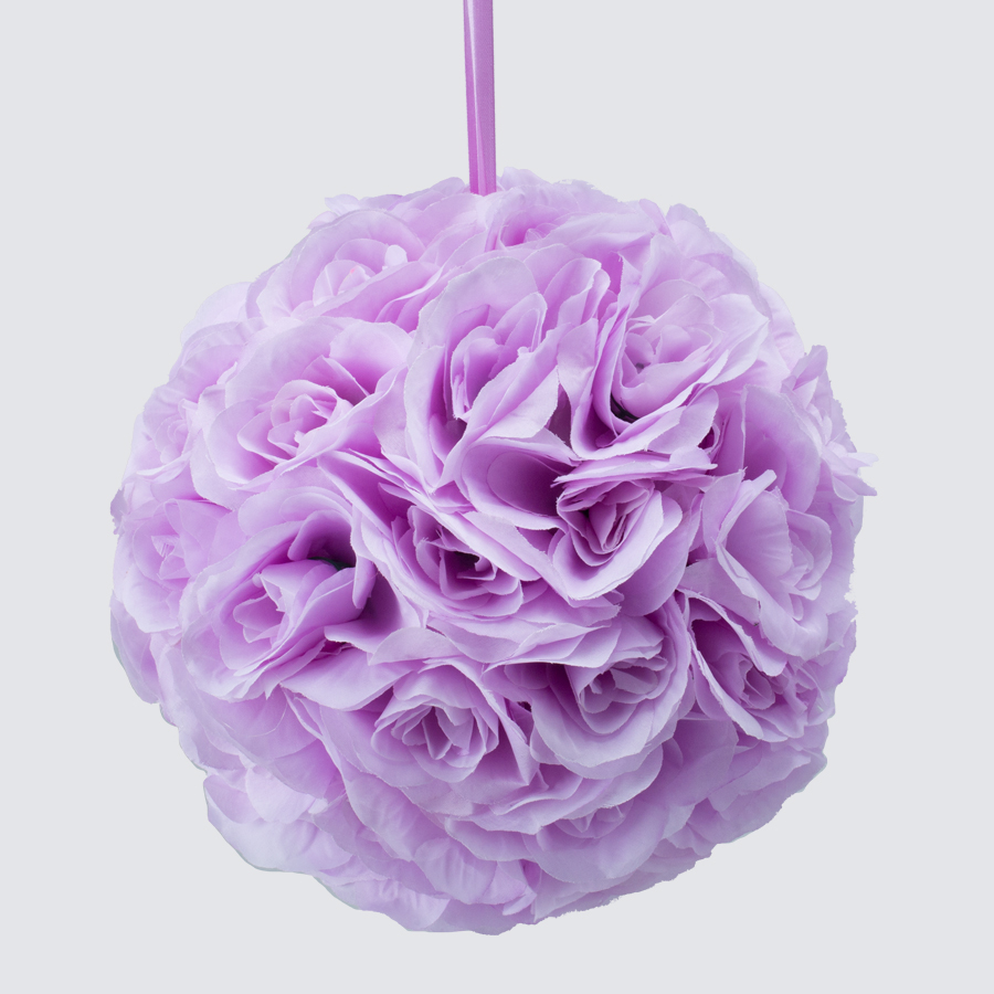 Rose Silk Flower Pomander Kissing Ball 10" - Lavender